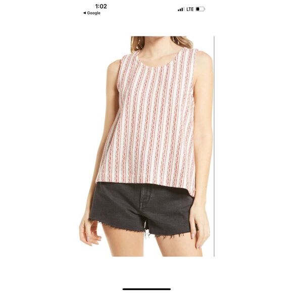 Madewell Boucle Striped Tank Top Criss Cross Back Medium - Picture 2 of 8